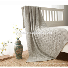 PK17ST375 rib knitted cashmere blanket organic fabric throw